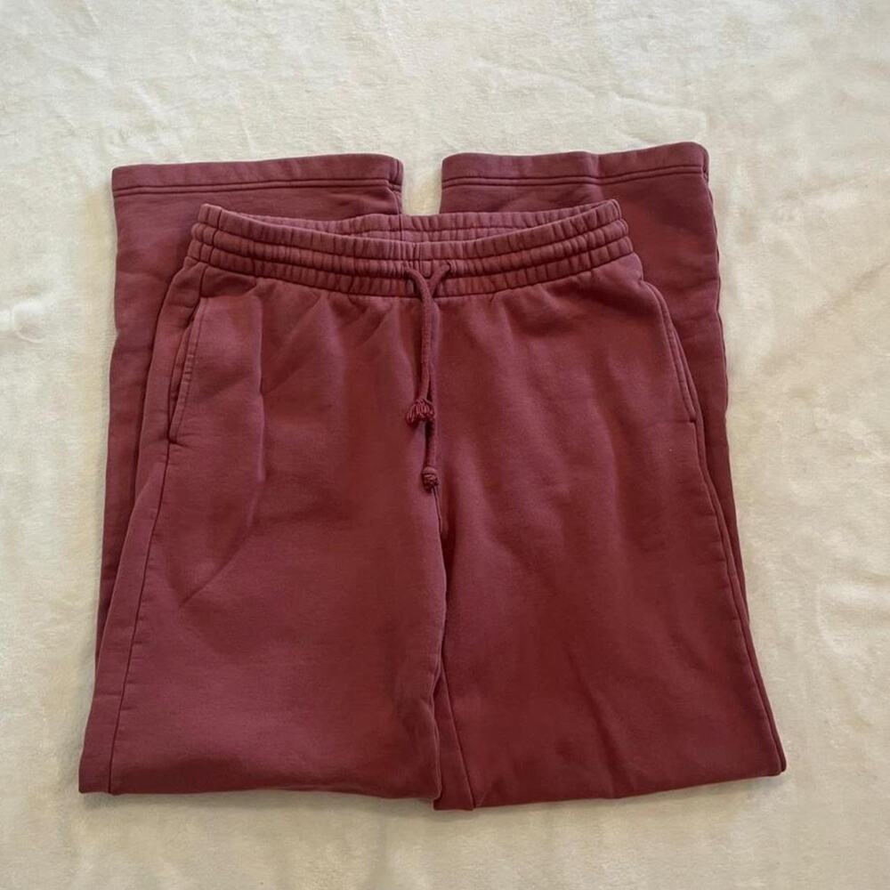 Aritzia TNA Cozy Fleece Boyfriend Sweatpants Solid Burgundy Size Small